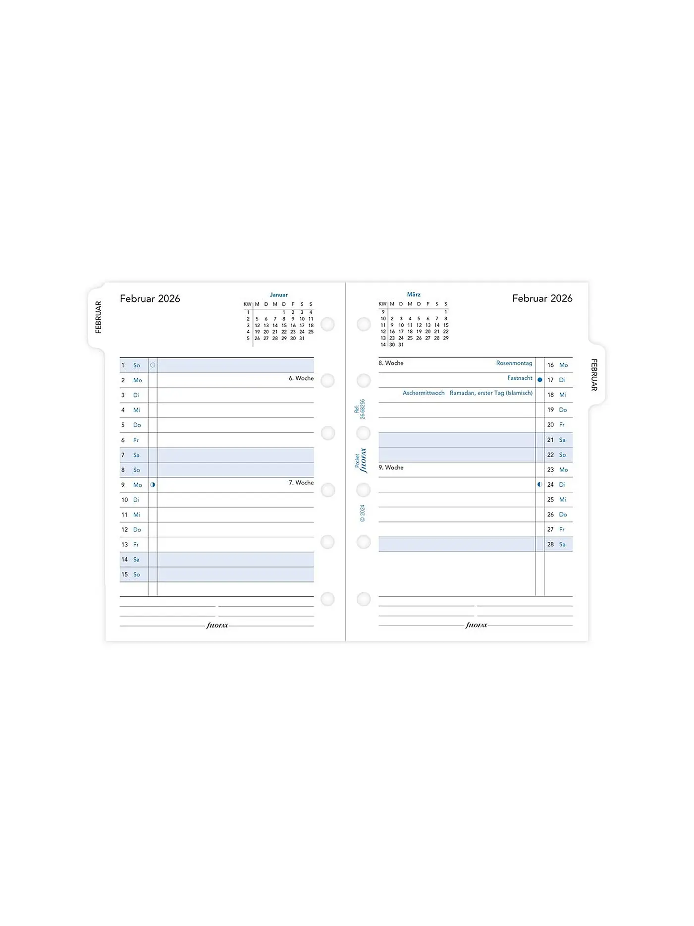 FILOFAX | Kalendereinlage Pocket 2026 Monat Deutsch | 